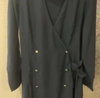 [S] TOMMY HILFIGER CREPE WRAP DRESS,NAVY, 76J4243-410 (STH510)