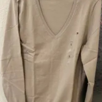 [S] TOMMY HILFIGER V-NECK COTTON PULLOVER,KHAKI, 76J3283-200 (STH511)