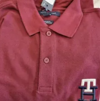 [S] TOMMY HILFIGER REGULAR FIT EMBROIDERED TH LOGO POLO,MAROON, 78J9451-601 (STH512)