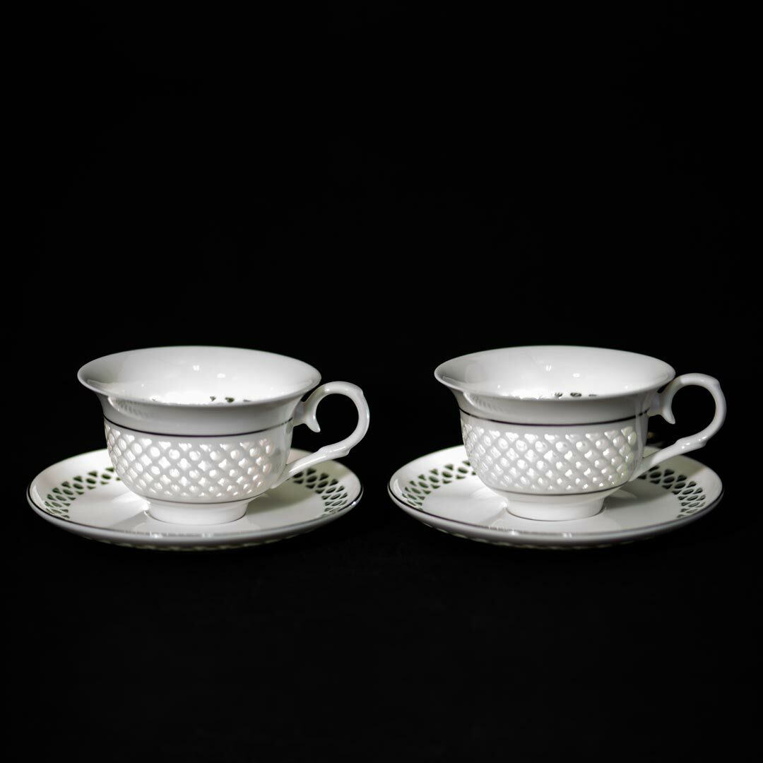 玲瓏瓷花茶對杯組