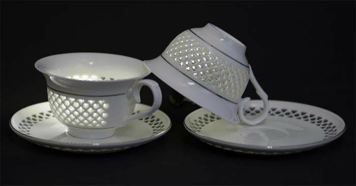 玲瓏瓷花茶對杯組