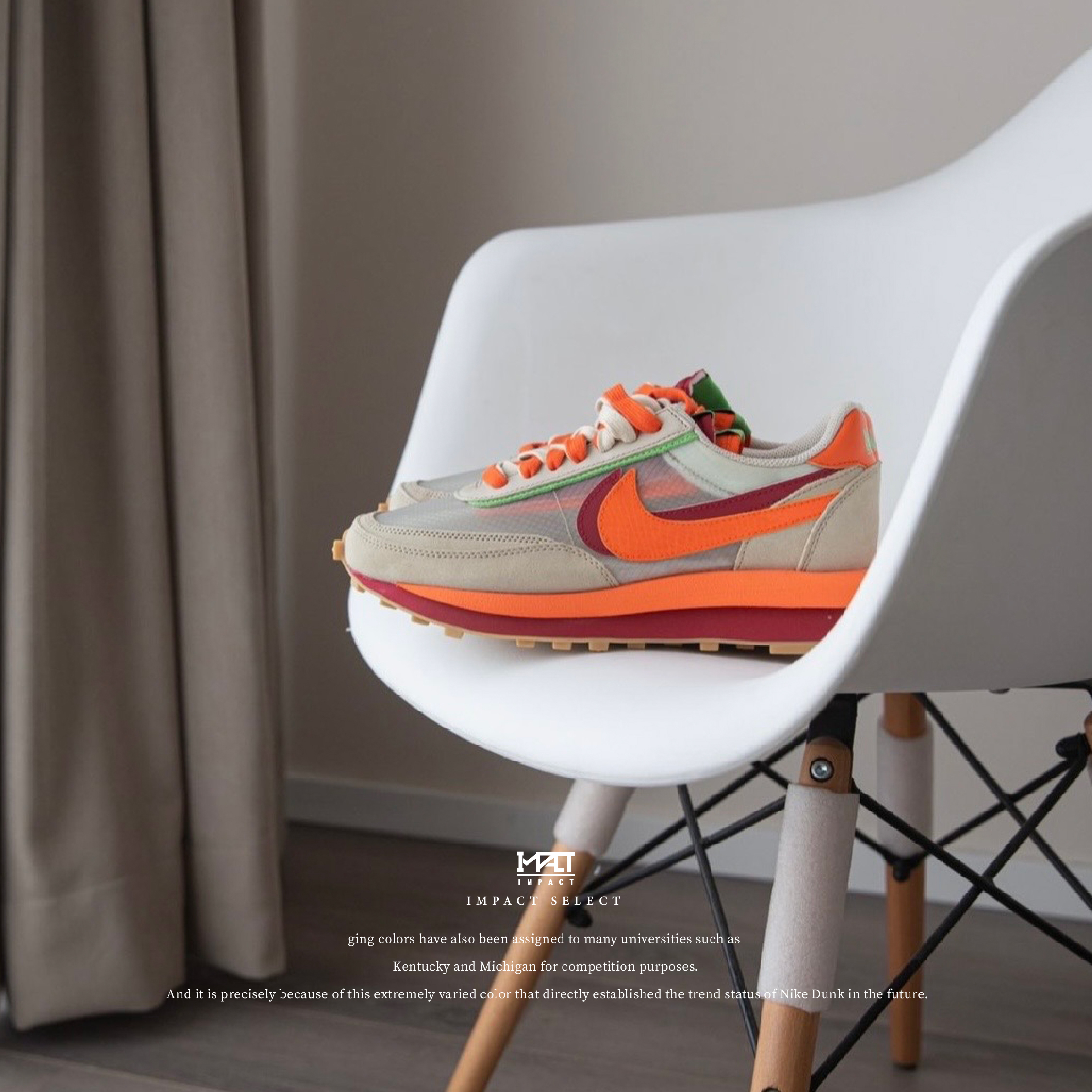 CLOT x Sacai x Nike LDWaffle Orange Blaze 死亡之吻配色