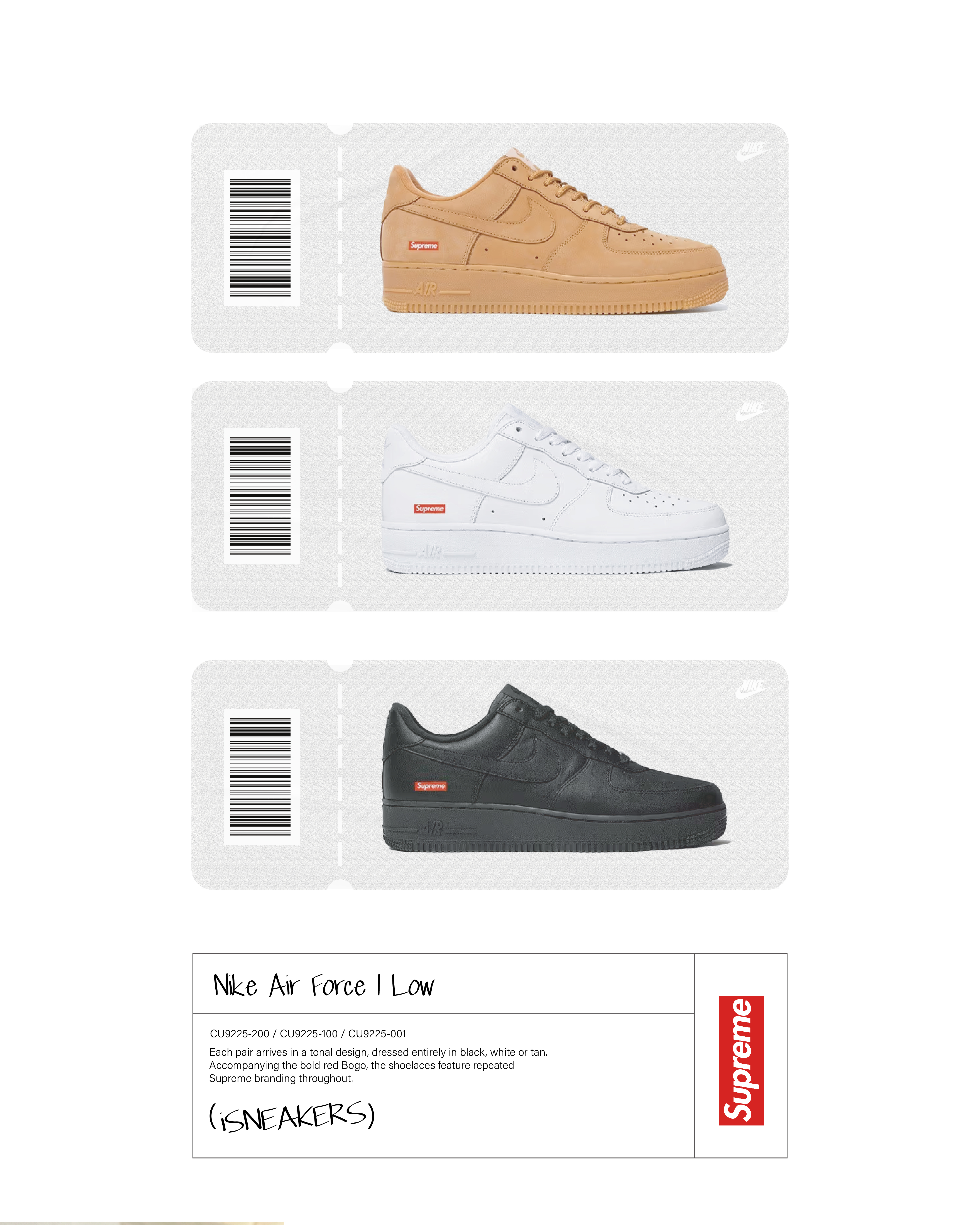 iSNEAKERS｜Supreme X Nike Air Force 1 Low 