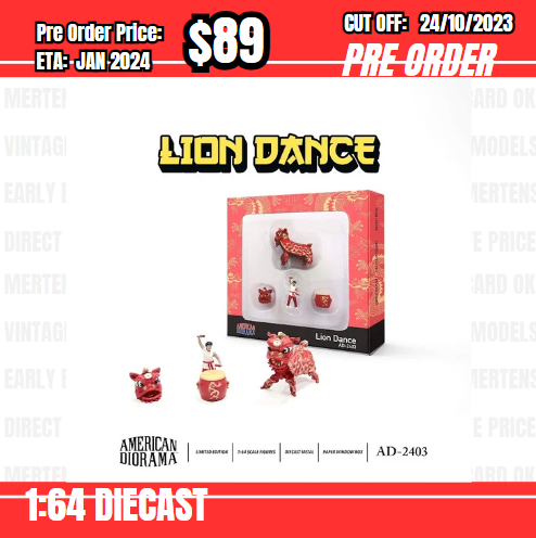 PO-$89 * American Diorama * 1:64 Figure Set - Lion Dance [OD11/10]