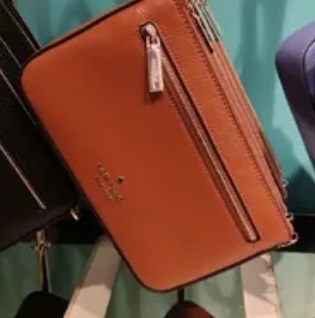 [S] KATE SPADE K6088 LEILA PEBBLED LEATHER CONVERTIBLE WRISTLET, WARM GINGERBREAD, 196021077951 (SKS867)