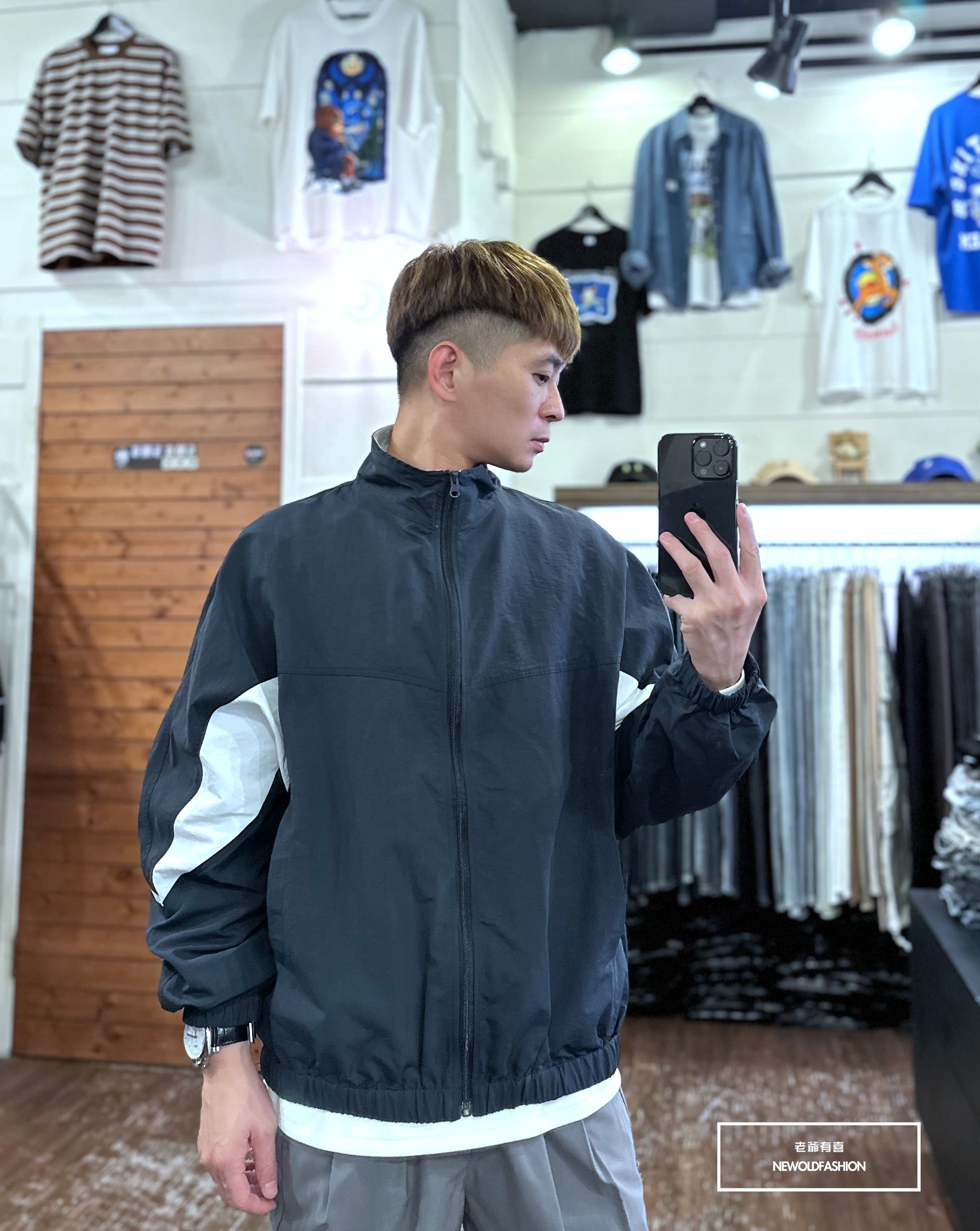 『新品上市』重磅V型拼接防風外套-藍(NOF2310C61001)