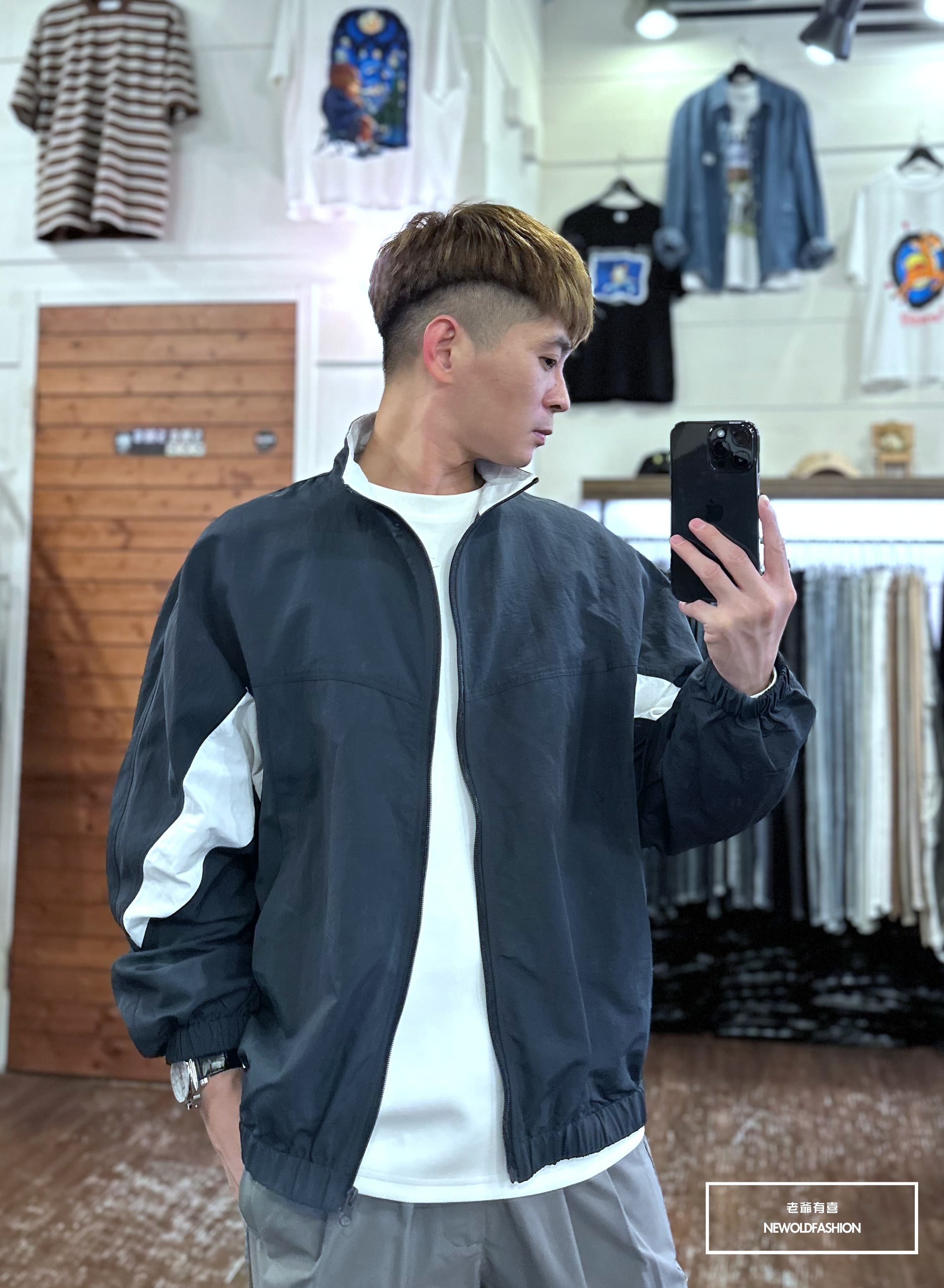 『新品上市』重磅V型拼接防風外套-藍(NOF2310C61001)