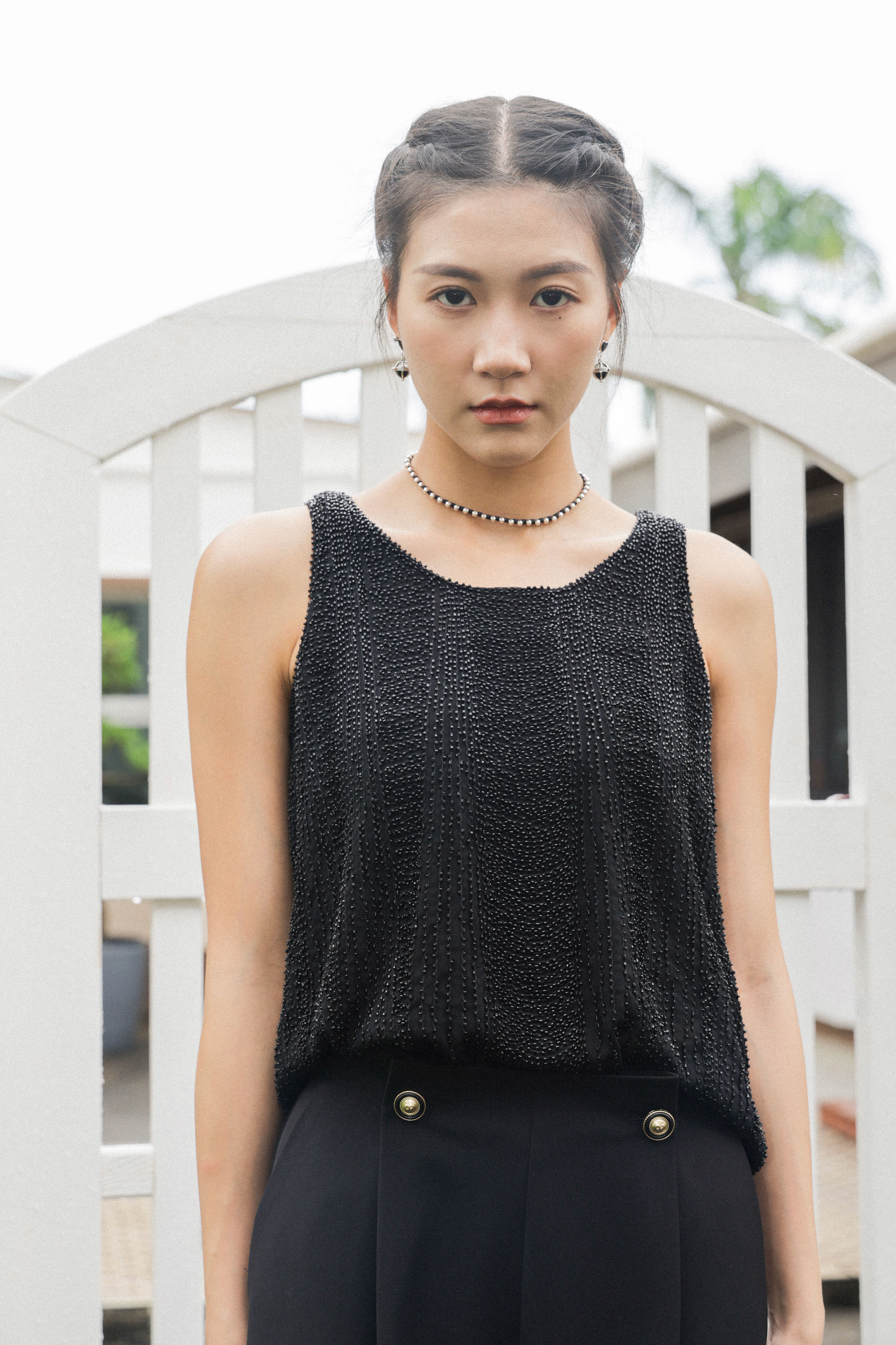 暗直紋釘珠背心（現貨款式）