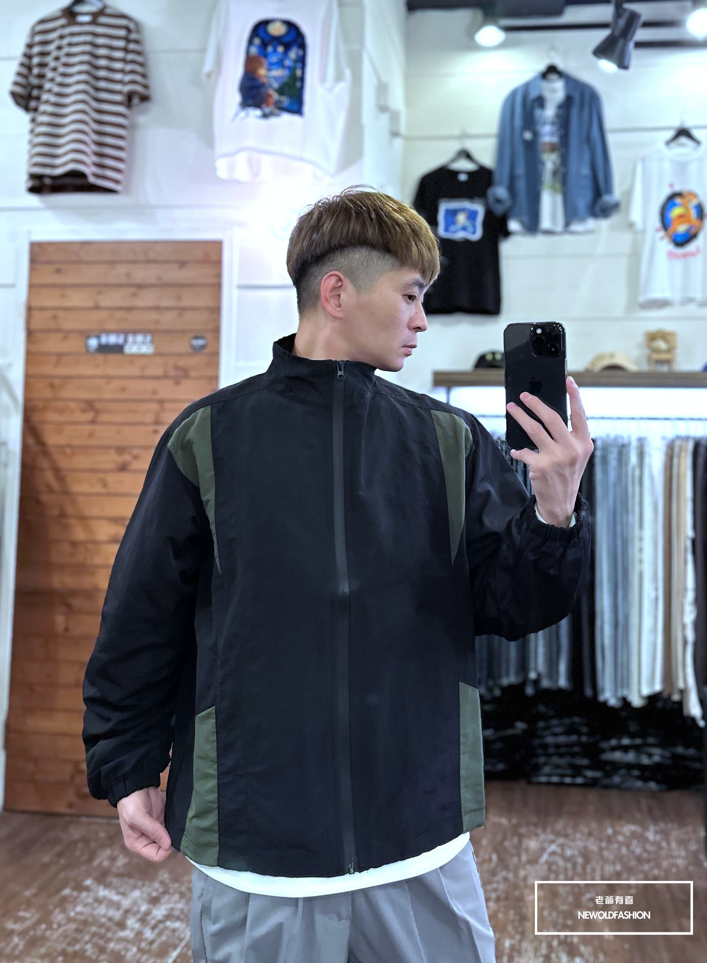 『新品上市』重磅色塊拼接防風外套-黑(NOF2310C61005)