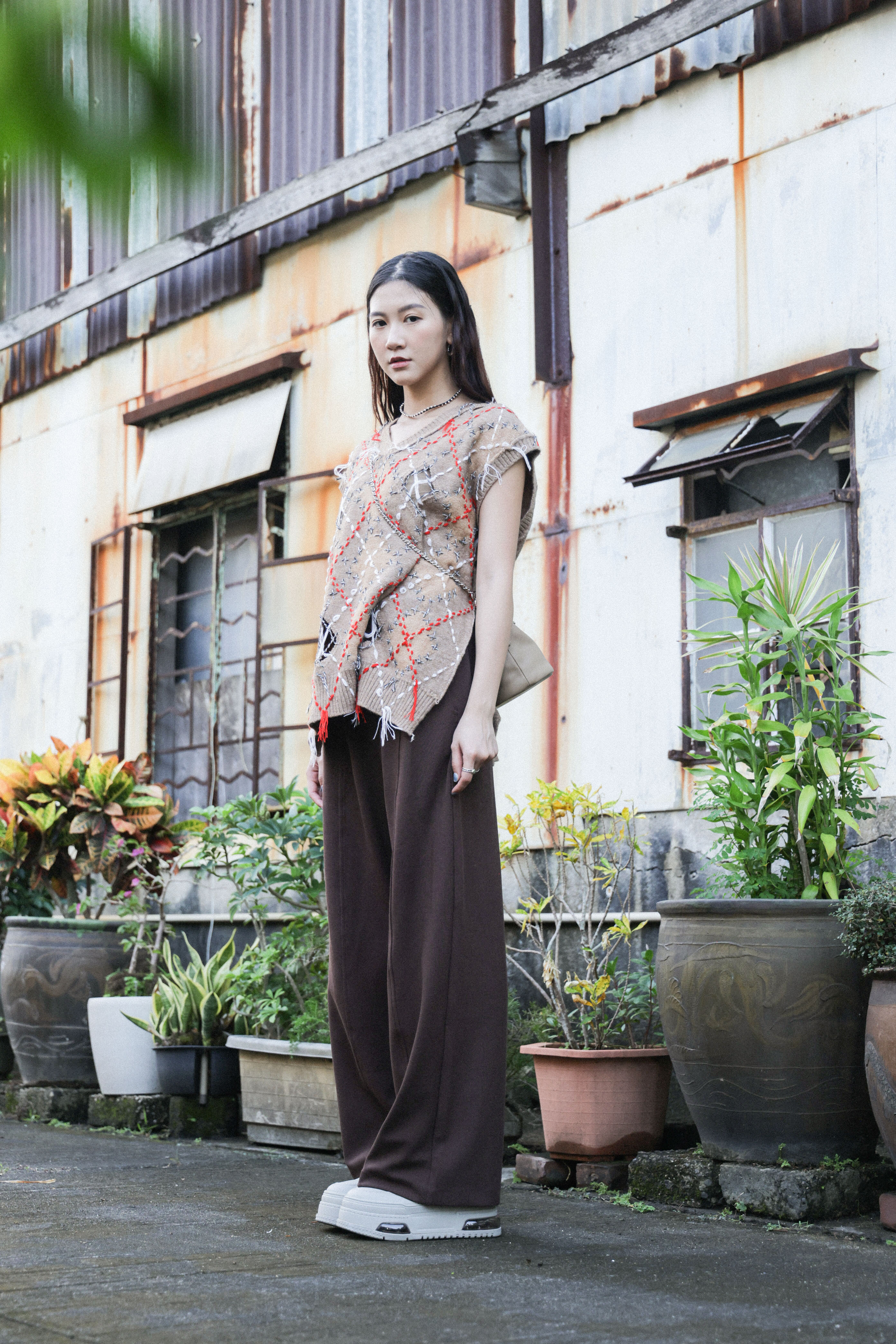 幼直紋休閒束腰褲（現貨款式）