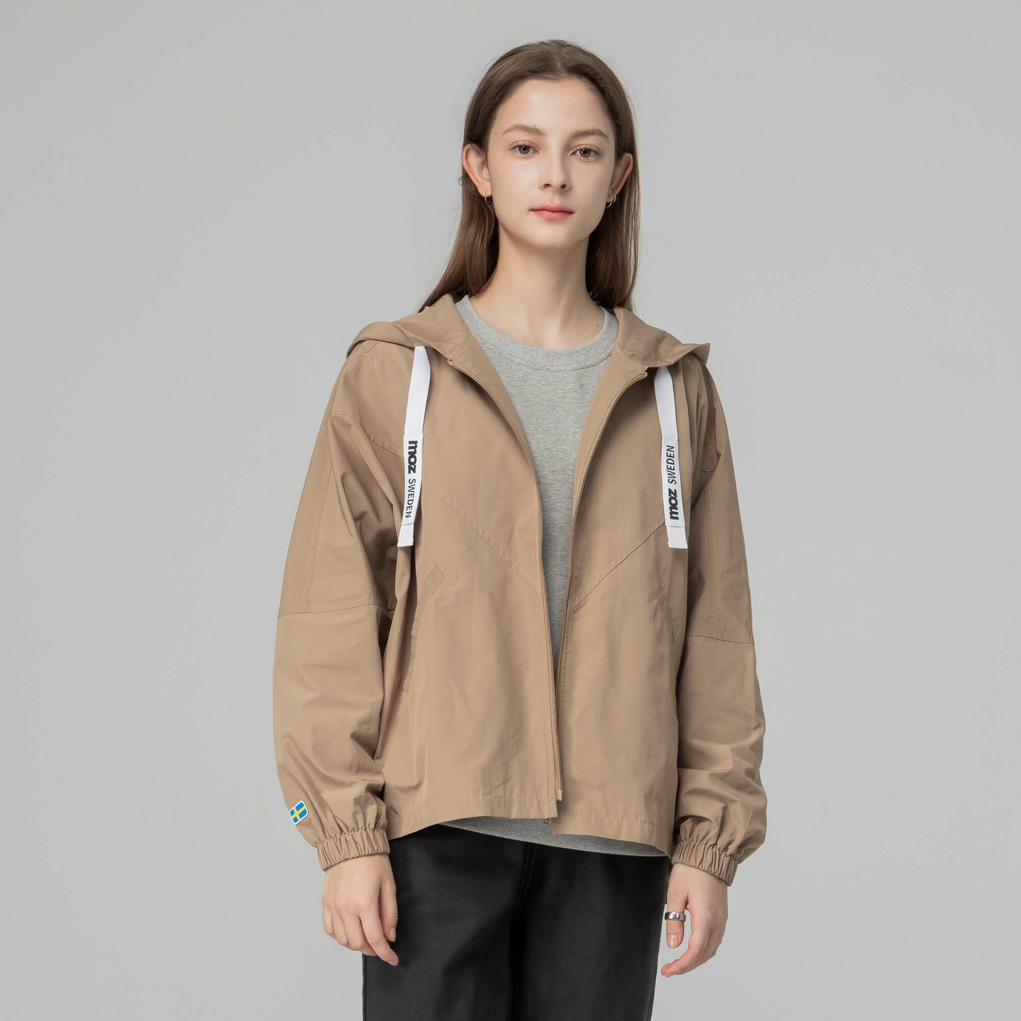 moz瑞典 駝鹿 貼布綉 飛鼠防風外套(奶茶色)女款