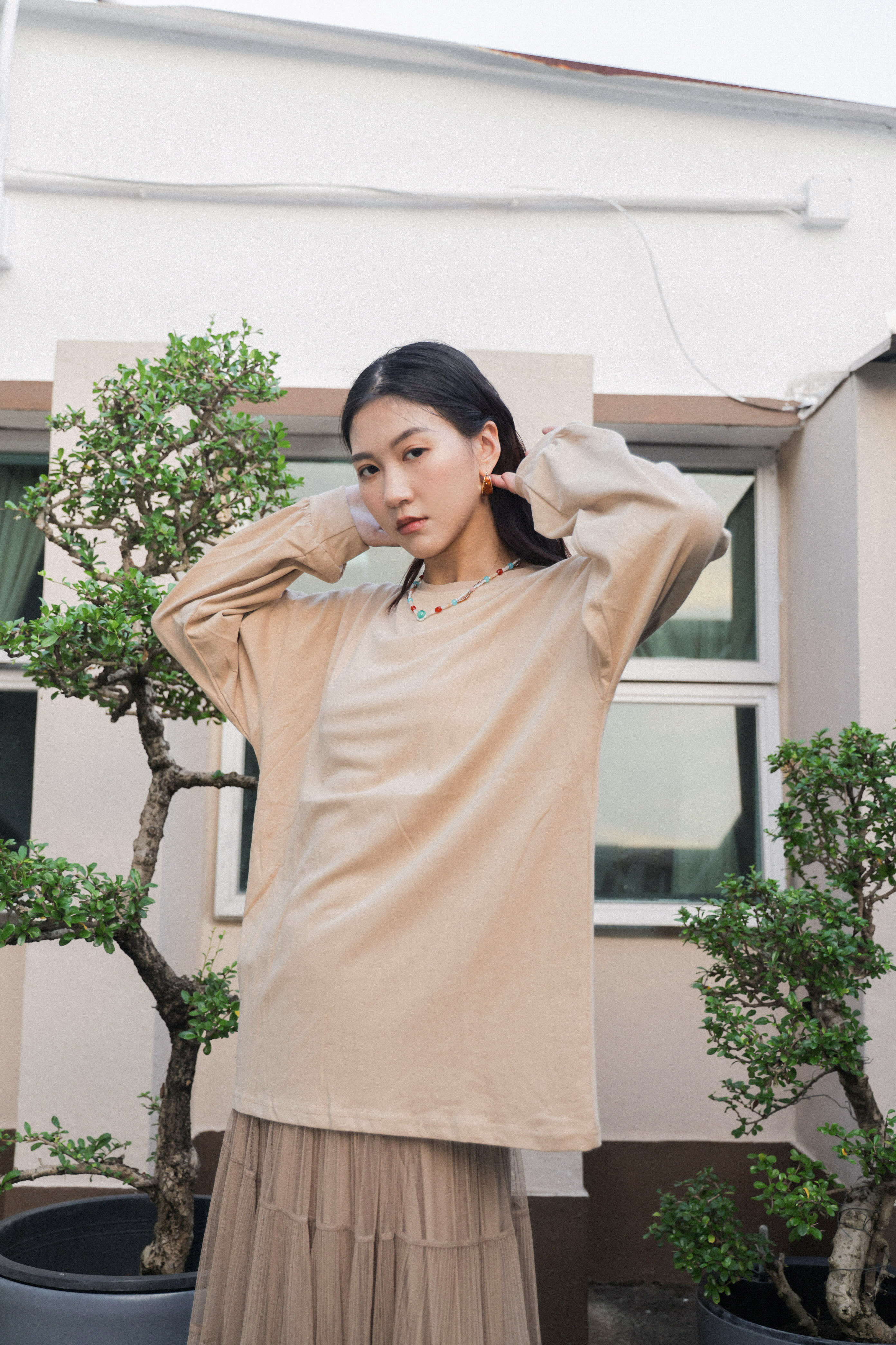 毛面洗水棉oversize tee (*現貨款式）