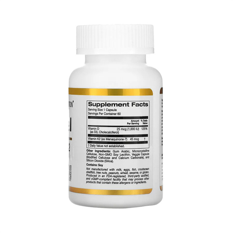 California Gold Nutrition, Liposomal Vitamin K2+ D3, 60 Veggie Capsules