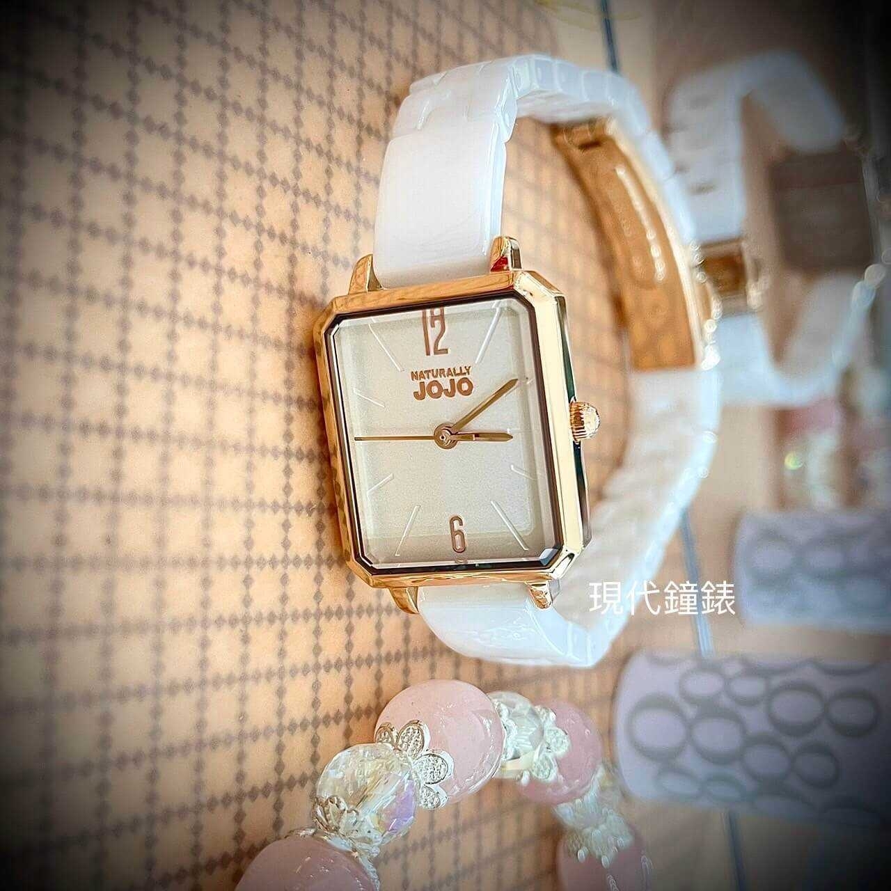 【NATURALLY JOJO】古典方形陶瓷女錶 JO96991-80R 20mm 現代鐘錶