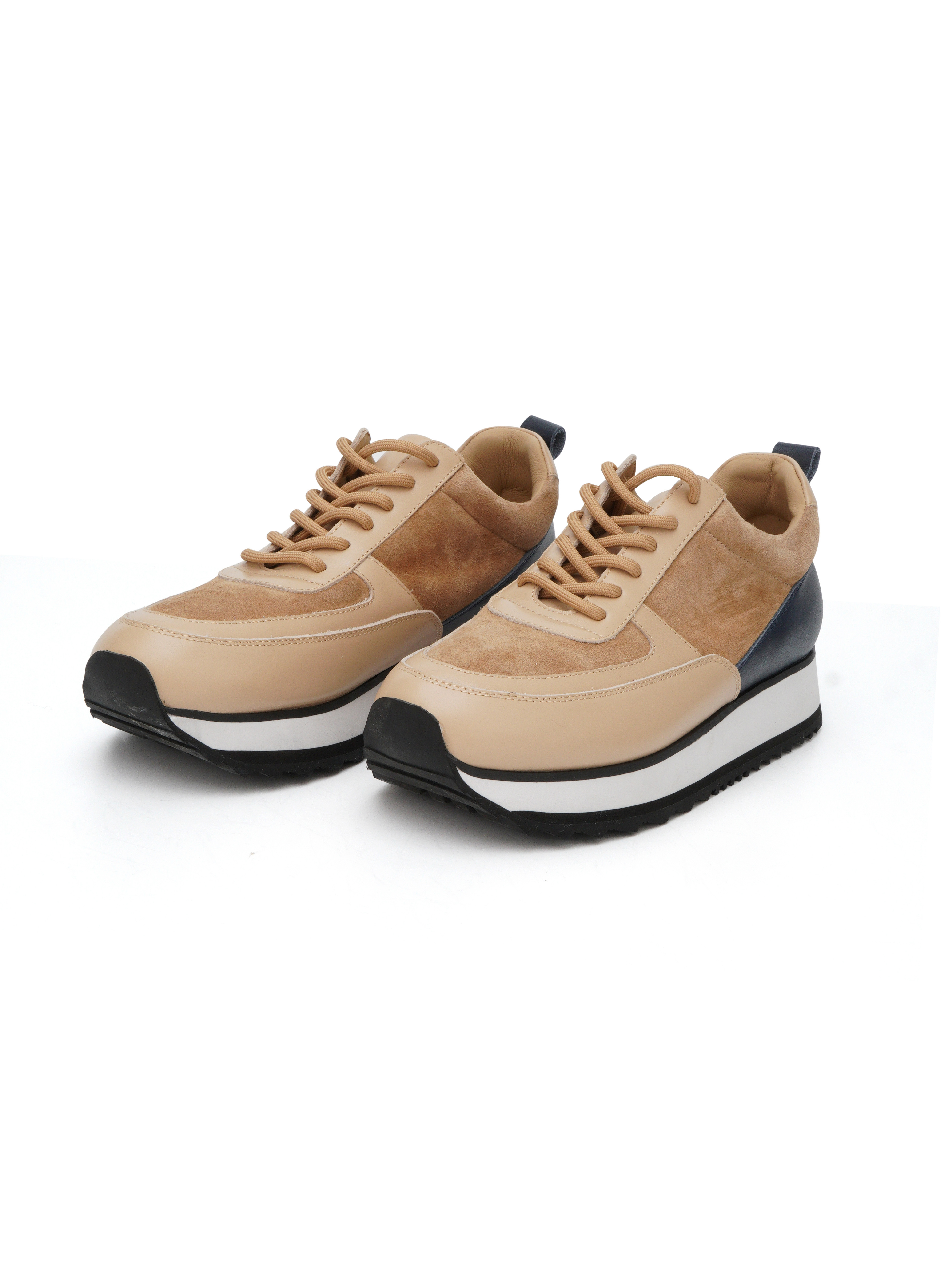 光皮拼猄皮厚底波鞋（現貨款式）