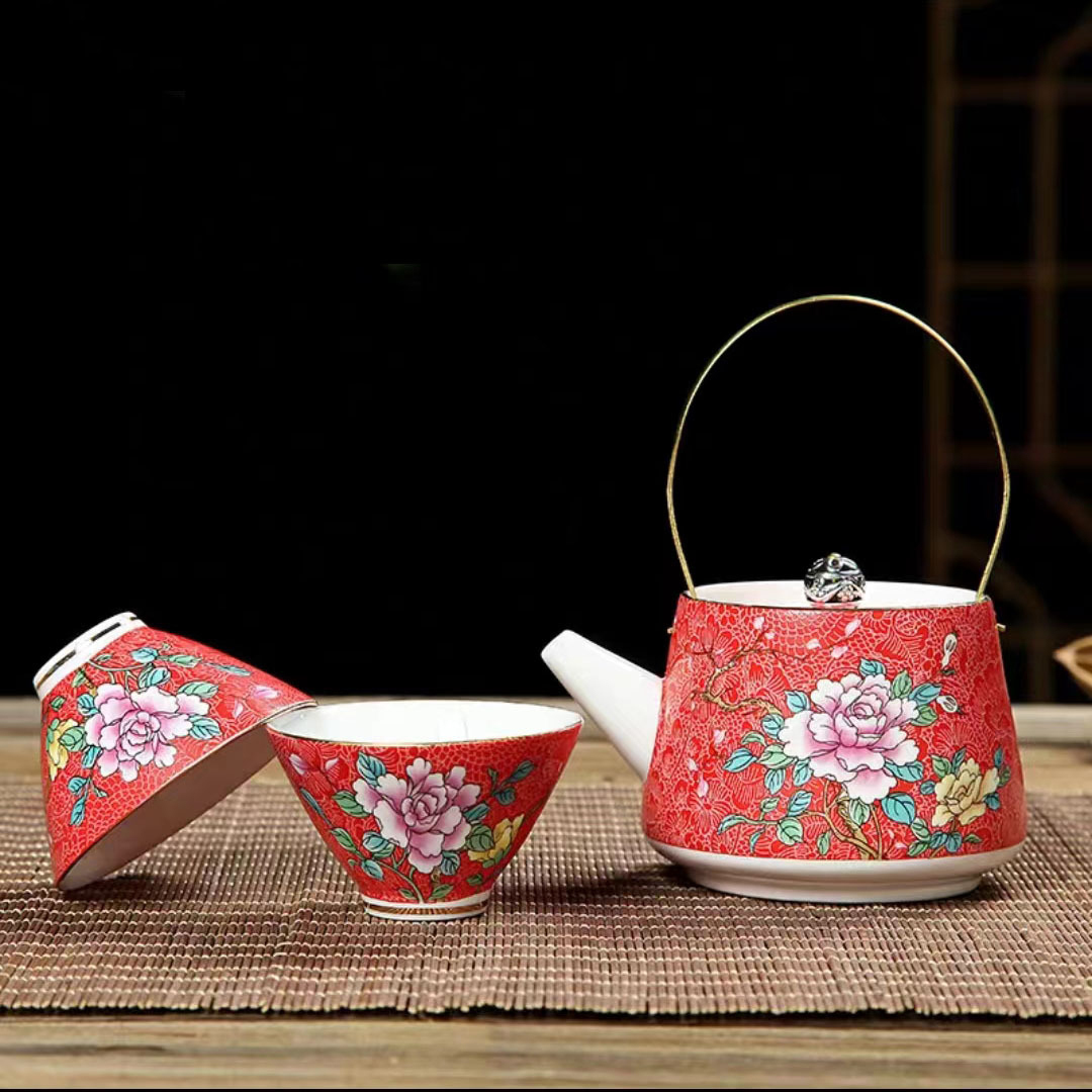 花開富貴1壺2杯茶具組｜典雅花紋 高質感品茗首選 精緻茶具禮盒
