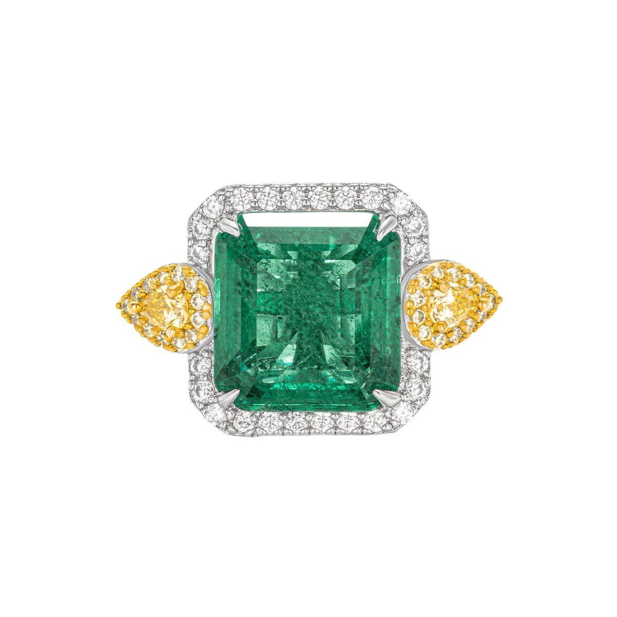 黃綠撞色戒指 925銀戒指