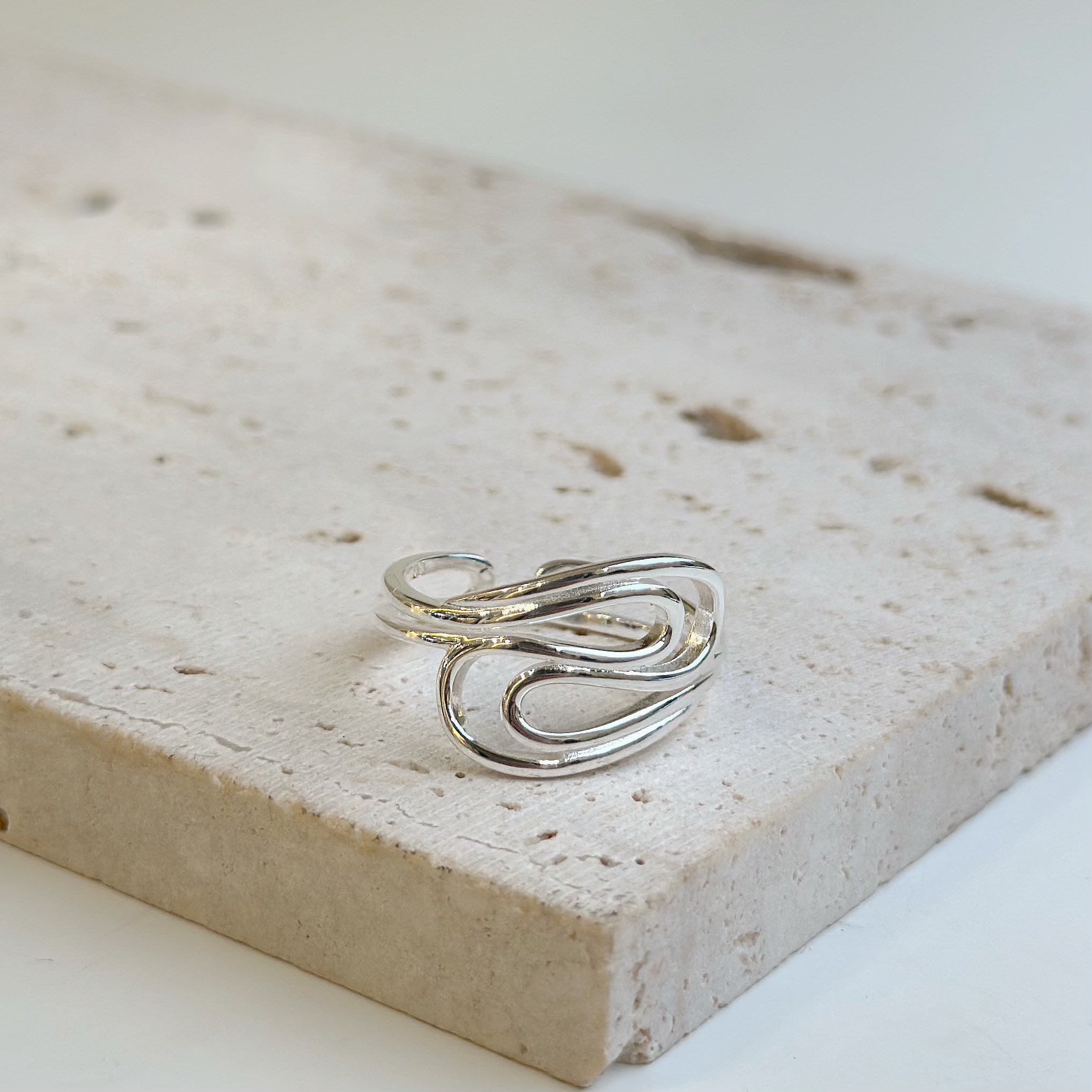 S23不規則線條純銀調整戒