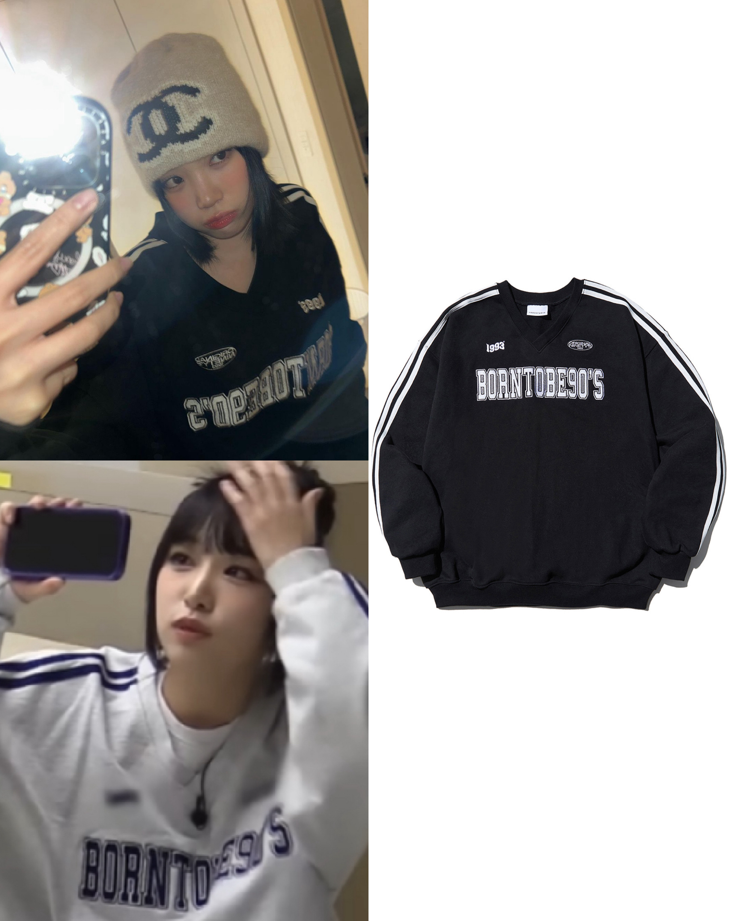 ★韓国の人気★【1993 STUDIO】★ORIGINAL 90S KNIT SWEATE.R★ 1993STUDIO)90S TRACK SWEATSHIRT_BLACK 金采源同款