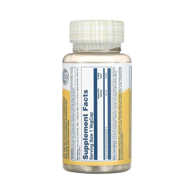 Solaray Vitamin B-1, 100 mg, 100 VegCaps