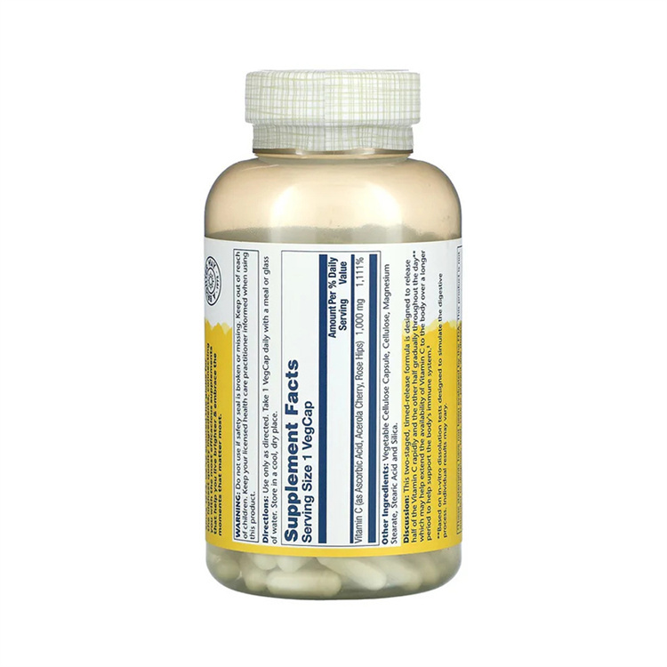 Solaray Timed Release Vitamin C with Rose Hips & Acerola, 1000 mg, 250 Veg Caps