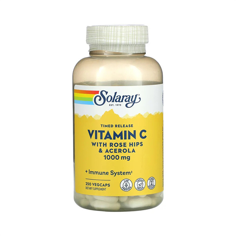 Solaray Timed Release Vitamin C with Rose Hips & Acerola, 1000 mg, 250 Veg Caps