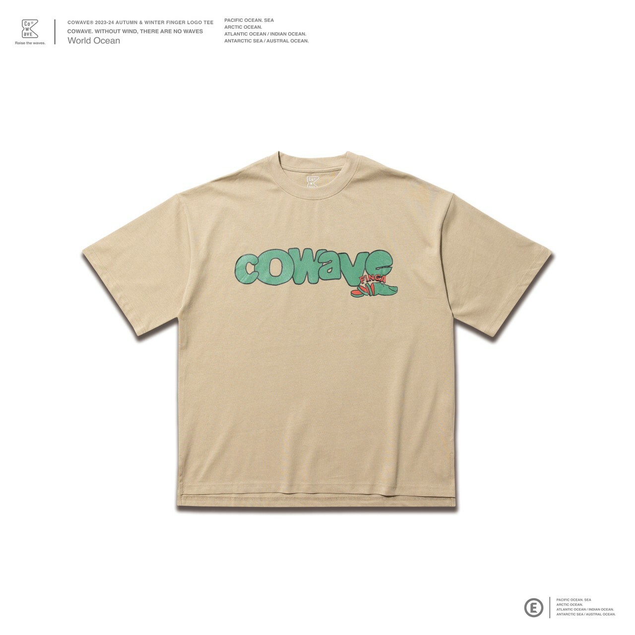 Cowave 2023-24 Fall & Winter Finger LOGO tee 卡其