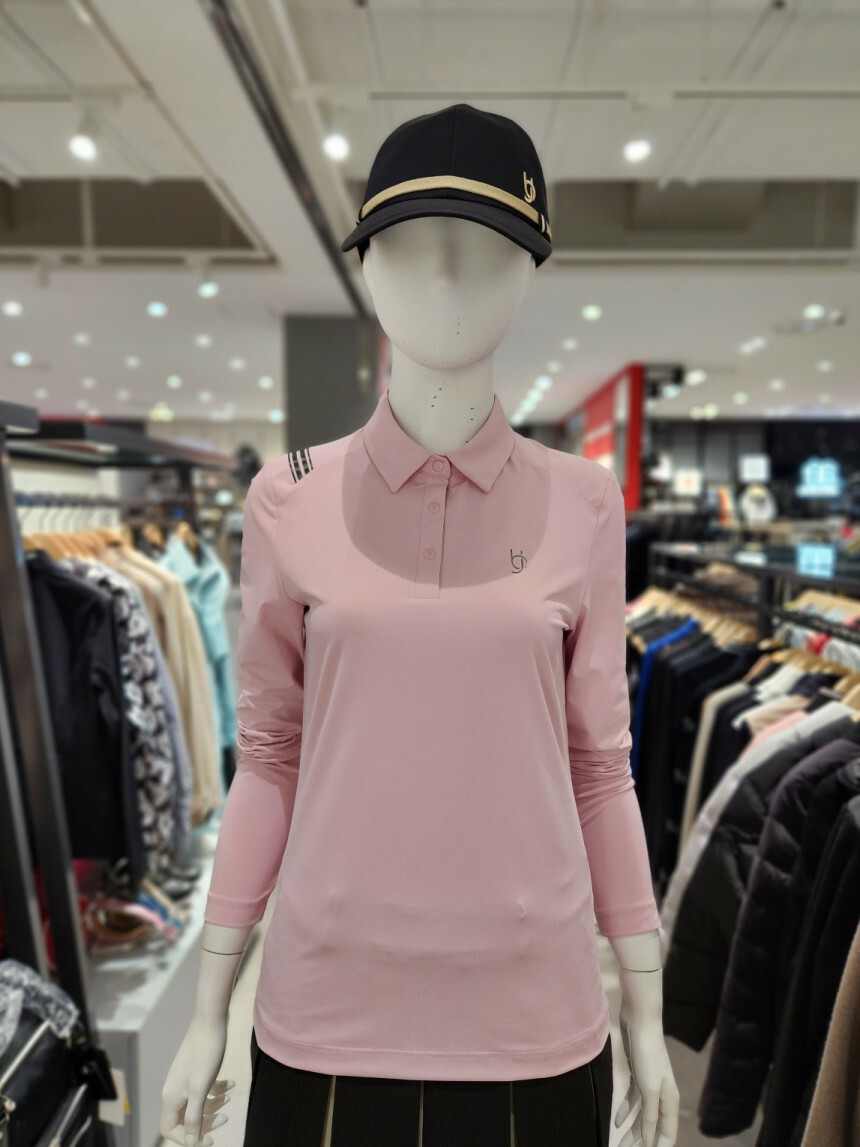 女款 M10 【韓版春裝新品】6折起/正韓Benjefe Golf同步/時尚簡約女肩線條紋印花立領T卹/高爾夫球衣