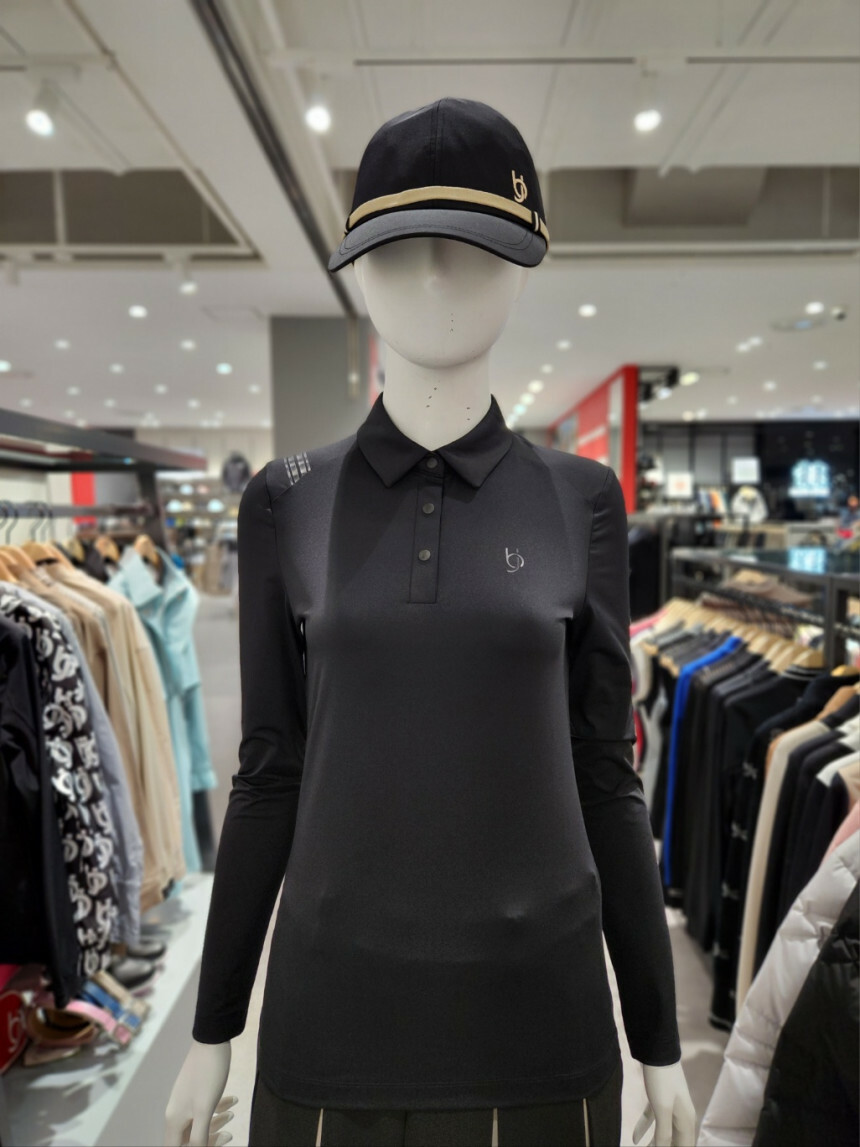 女款 M10 【韓版春裝新品】6折起/正韓Benjefe Golf同步/時尚簡約女肩線條紋印花立領T卹/高爾夫球衣