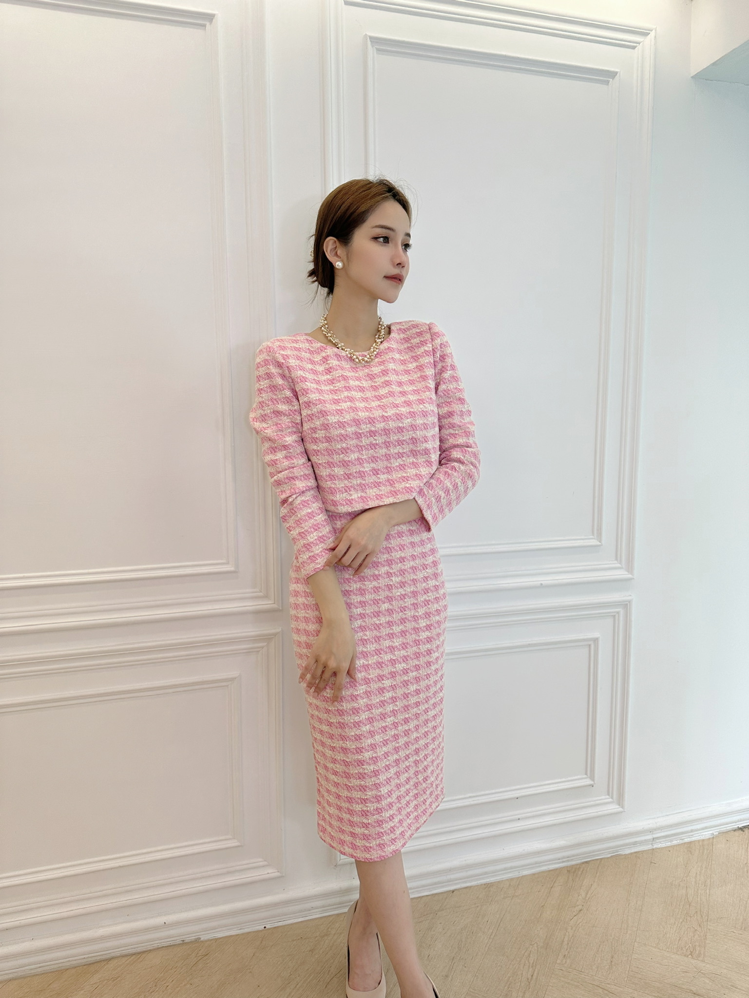 輕奢格紋雙層洋裝