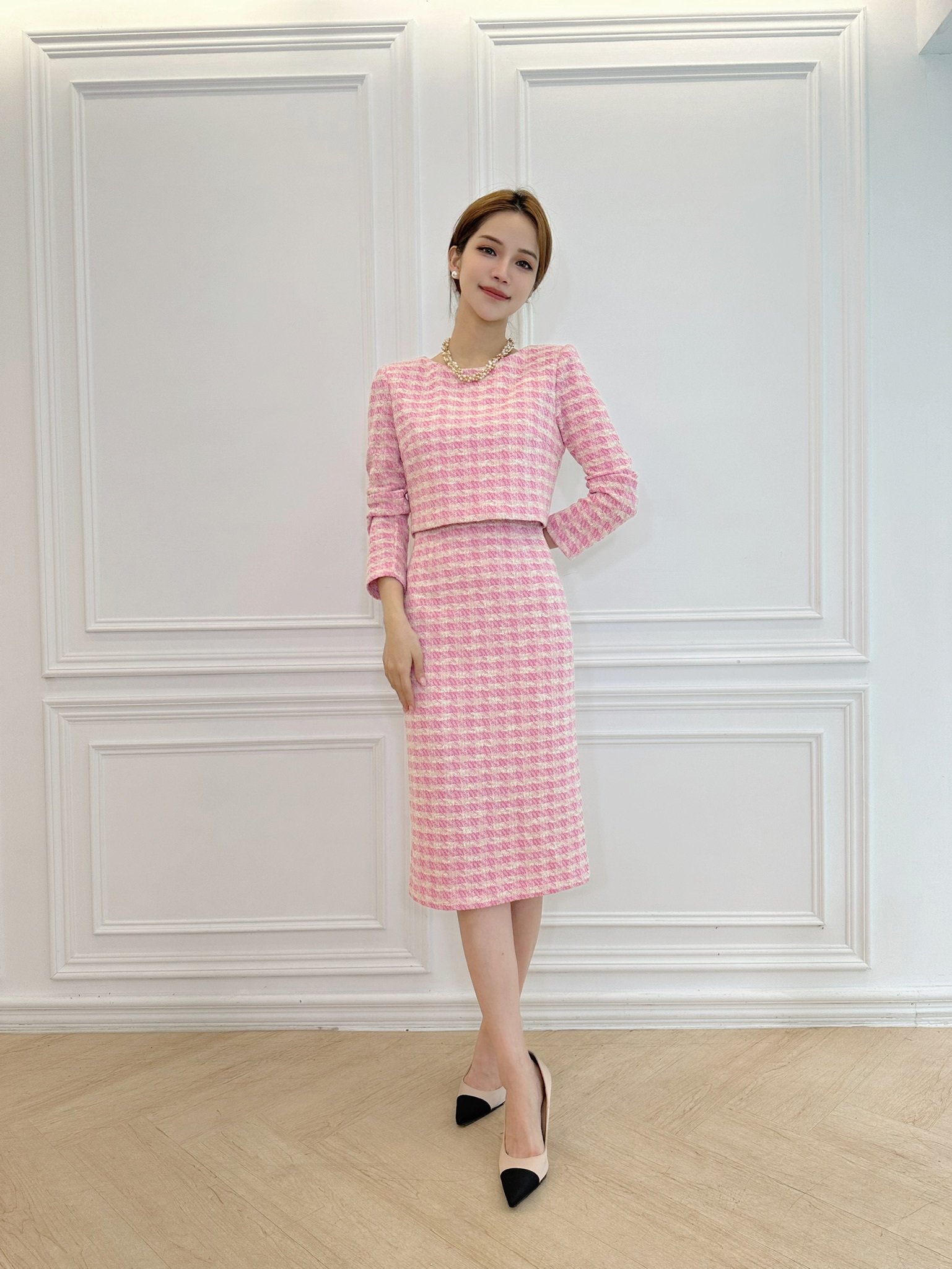 輕奢格紋雙層洋裝