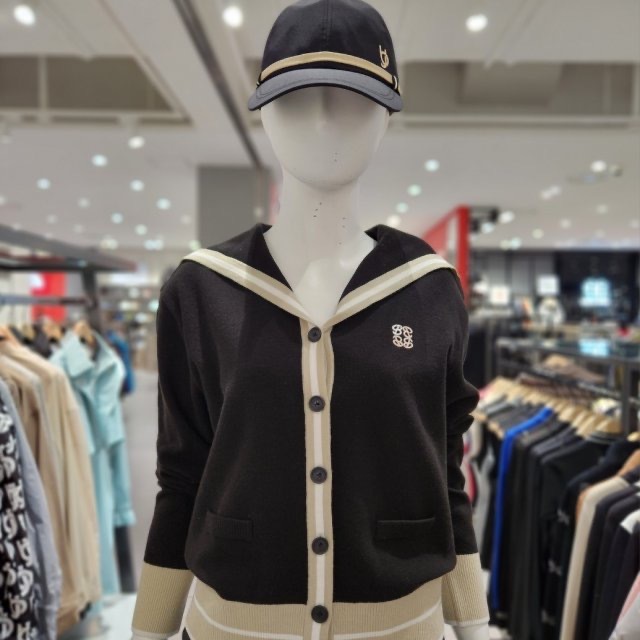 女款 M10【韓國Benjefe Golf同步】7折起/學院風海軍領撞色鈕扣式短款開衫針織/高爾夫球女裝