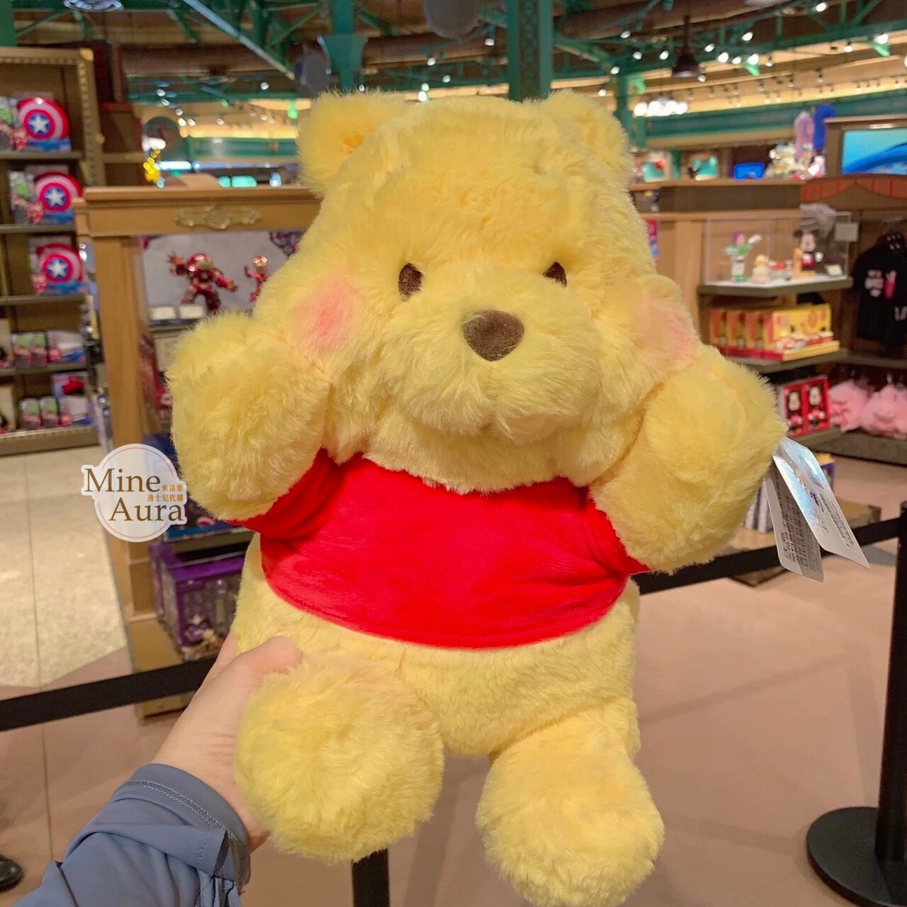 小熊維尼 Winnie the Pooh 托腮 臉紅紅 娃娃玩偶 -上海迪士尼樂園