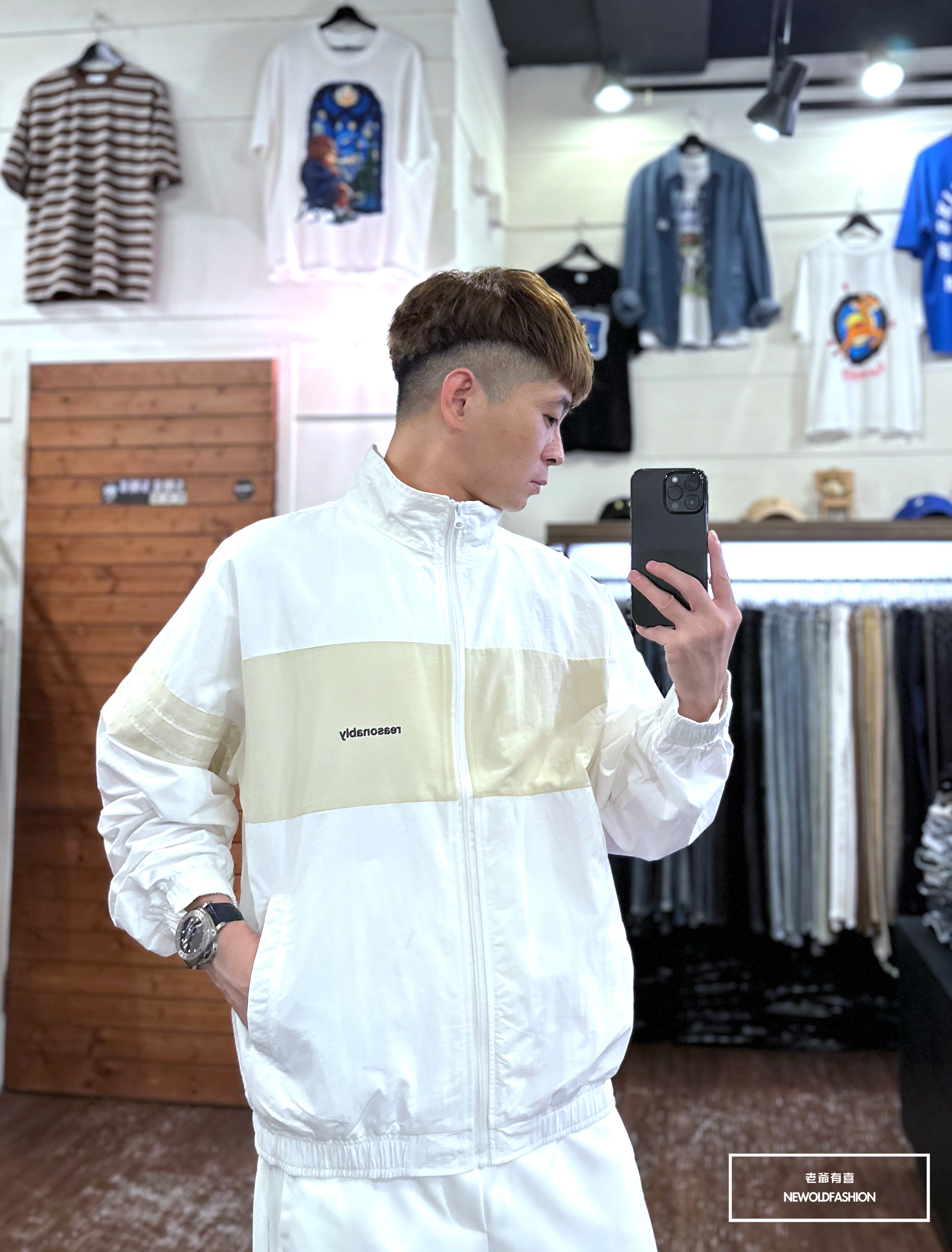 『新品上市』重磅Reasonably三槓防風外套-白(NOF2310C61003)