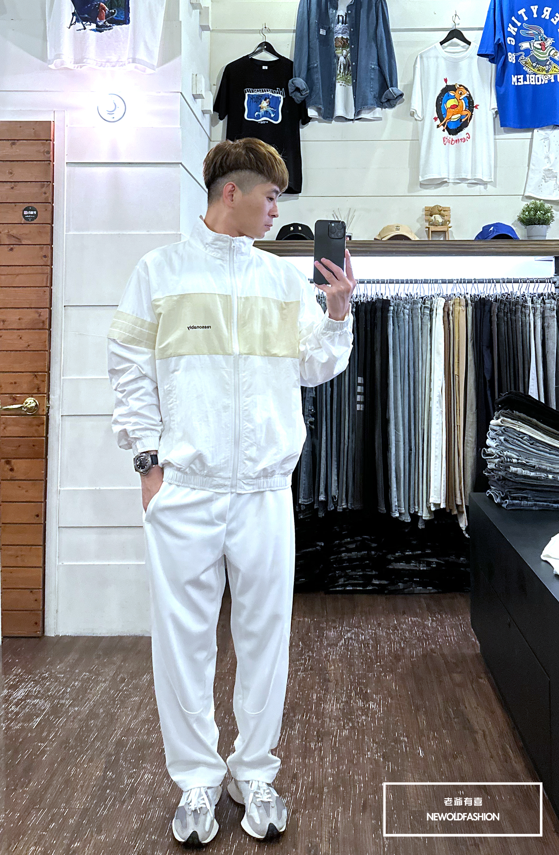 『新品上市』重磅Reasonably三槓防風外套-白(NOF2310C61003)