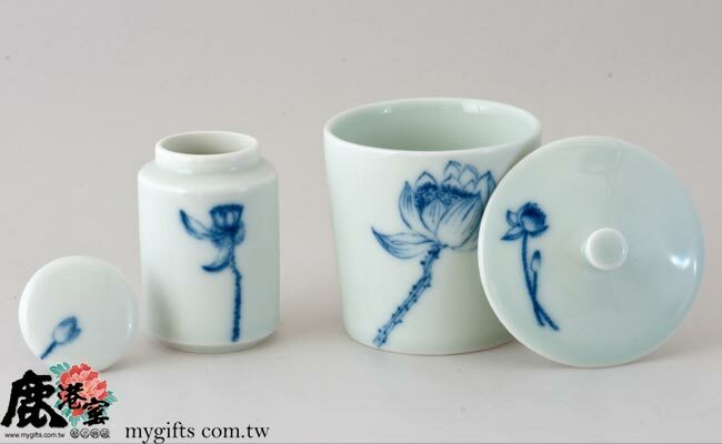 陶瓷個人旅行茶具組推薦｜青花荷韻一杯一罐輕巧便攜高級品茗茶具