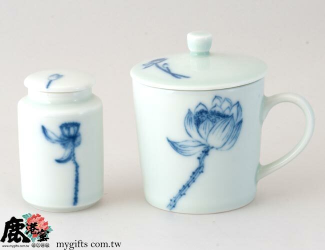 陶瓷個人旅行茶具組推薦｜青花荷韻一杯一罐輕巧便攜高級品茗茶具