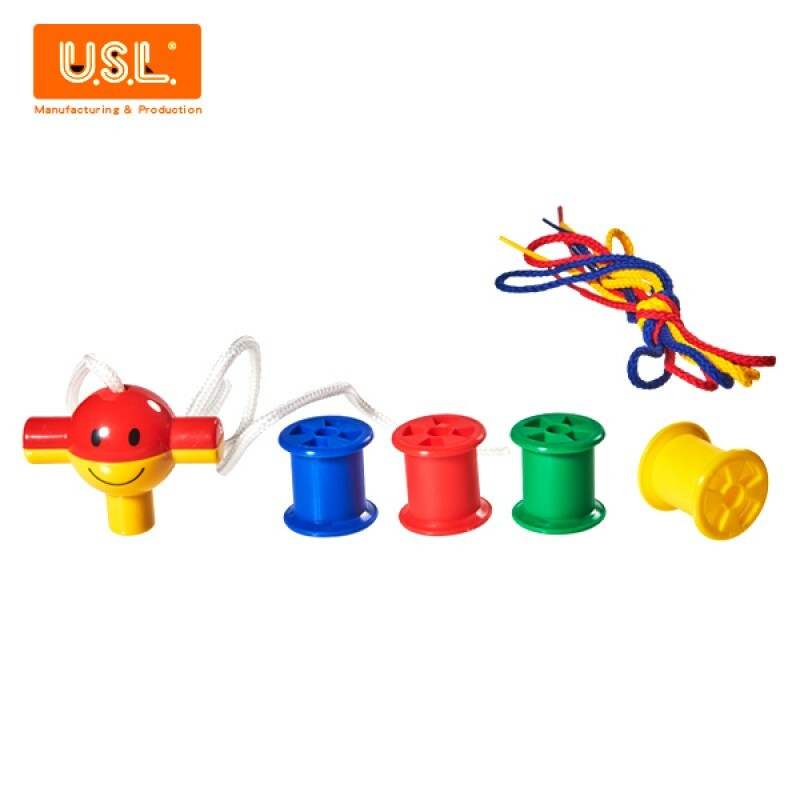 《 台灣製USL遊思樂 》教具 線軸積木(4色,122pcs) / 袋