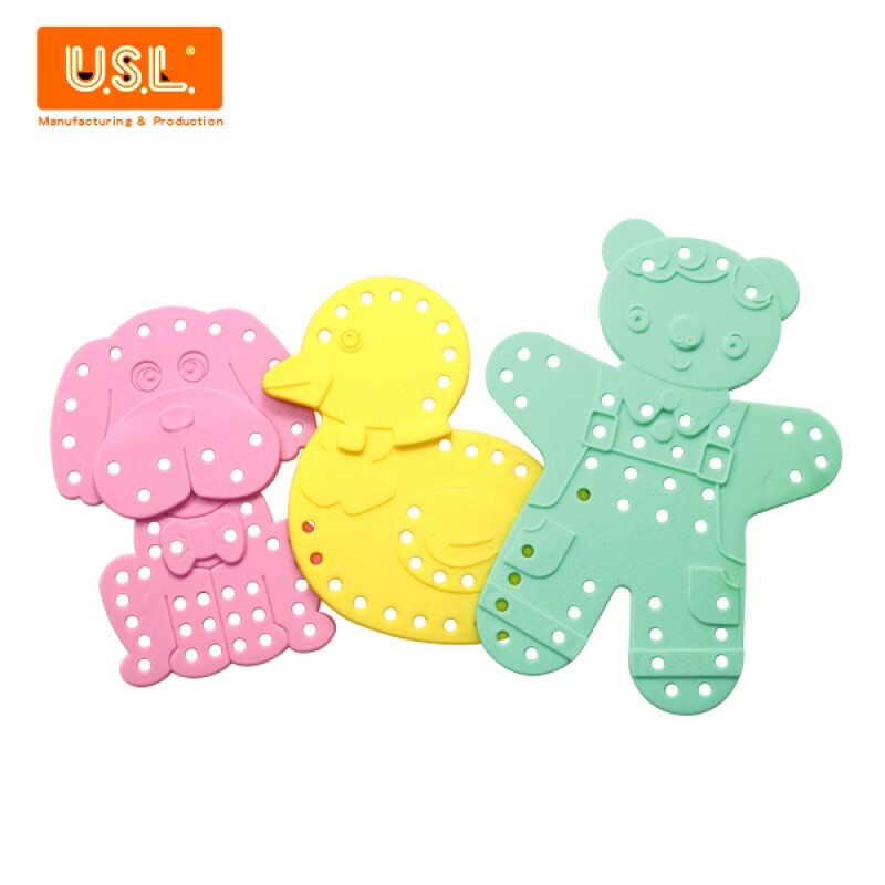 《 台灣製USL遊思樂 》教具 穿線板(熊狗鴨,馬卡龍色,9pcs)