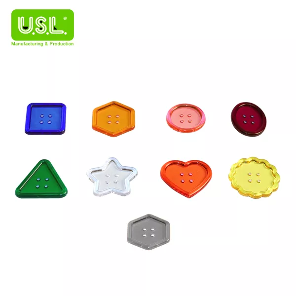 《 台灣製USL遊思樂 》 透明美勞大鈕扣 透明/9色/混合/90pcs D3012A01
