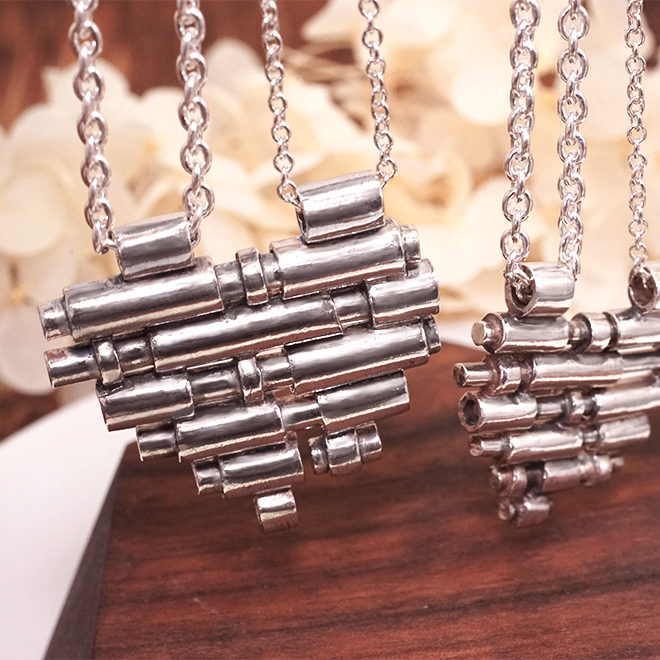 限量絕版設計 築愛(大款) 情侶對鍊 925純銀項鍊