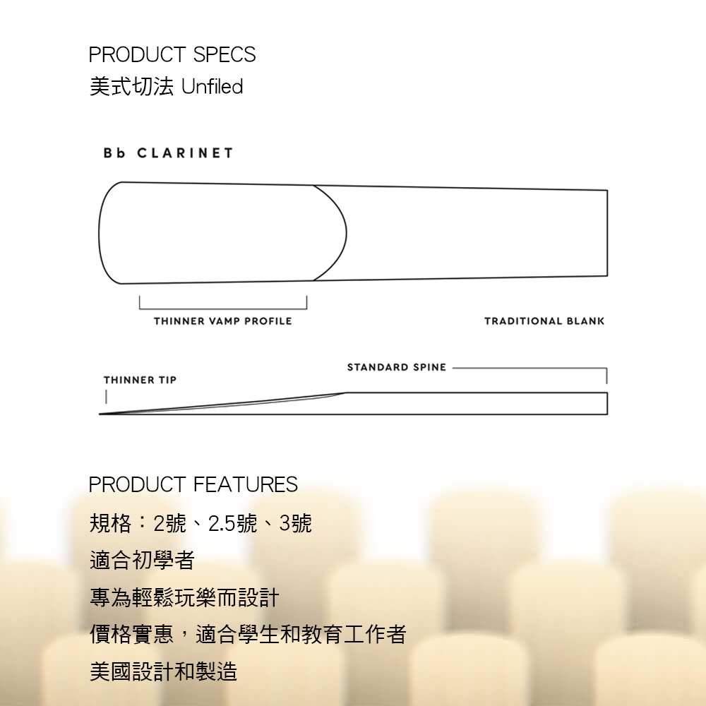 RCA01 美國 RICO 橘盒 豎笛竹片 Bb CLARINET REEDS 單片密封包裝  25片裝