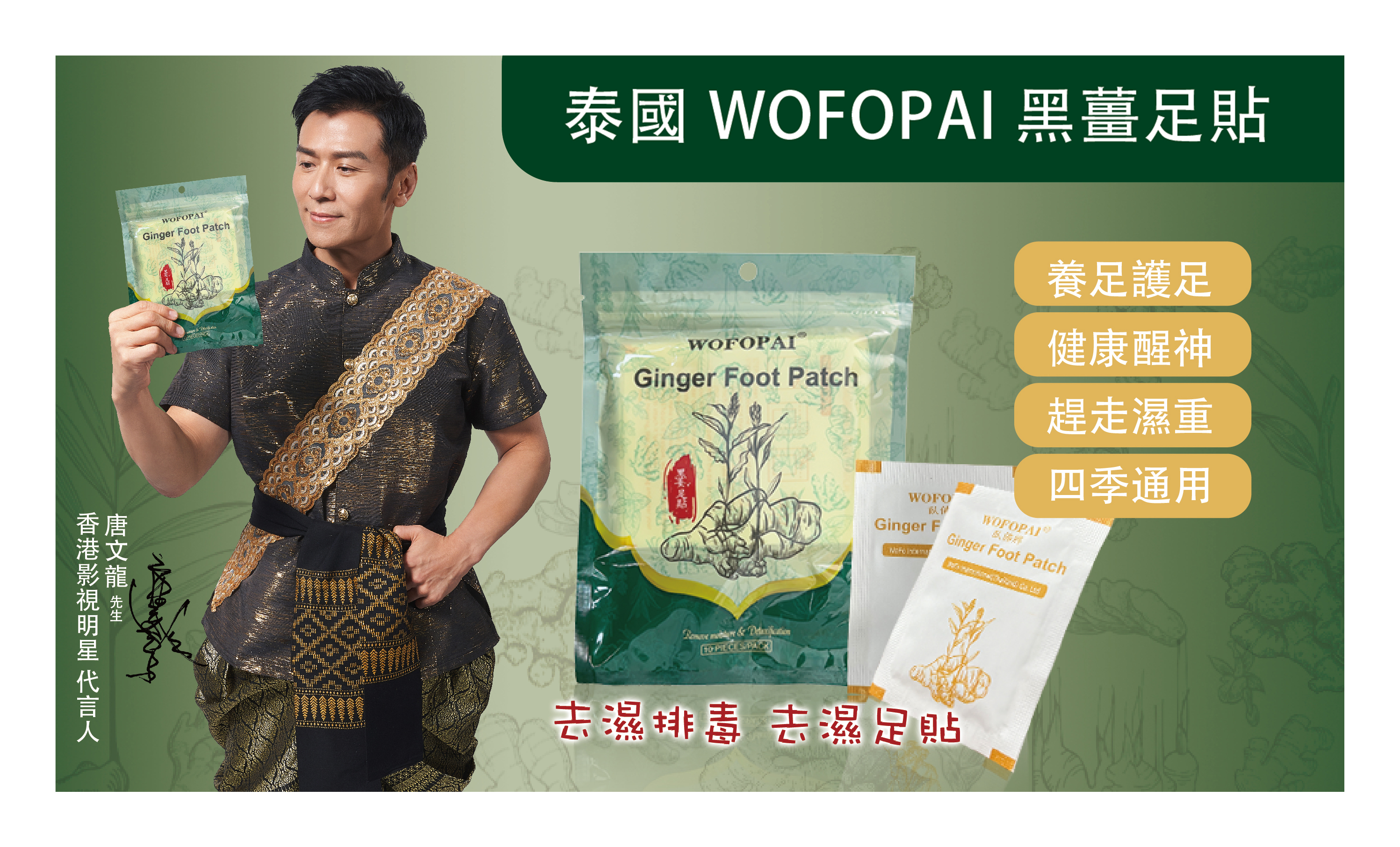 【唐文龍代言2023年全新版本】[香港官方授權] WOFOPAI臥佛牌皇牌黑薑去濕足貼 10片/包 x10包新舊版隨機發貨