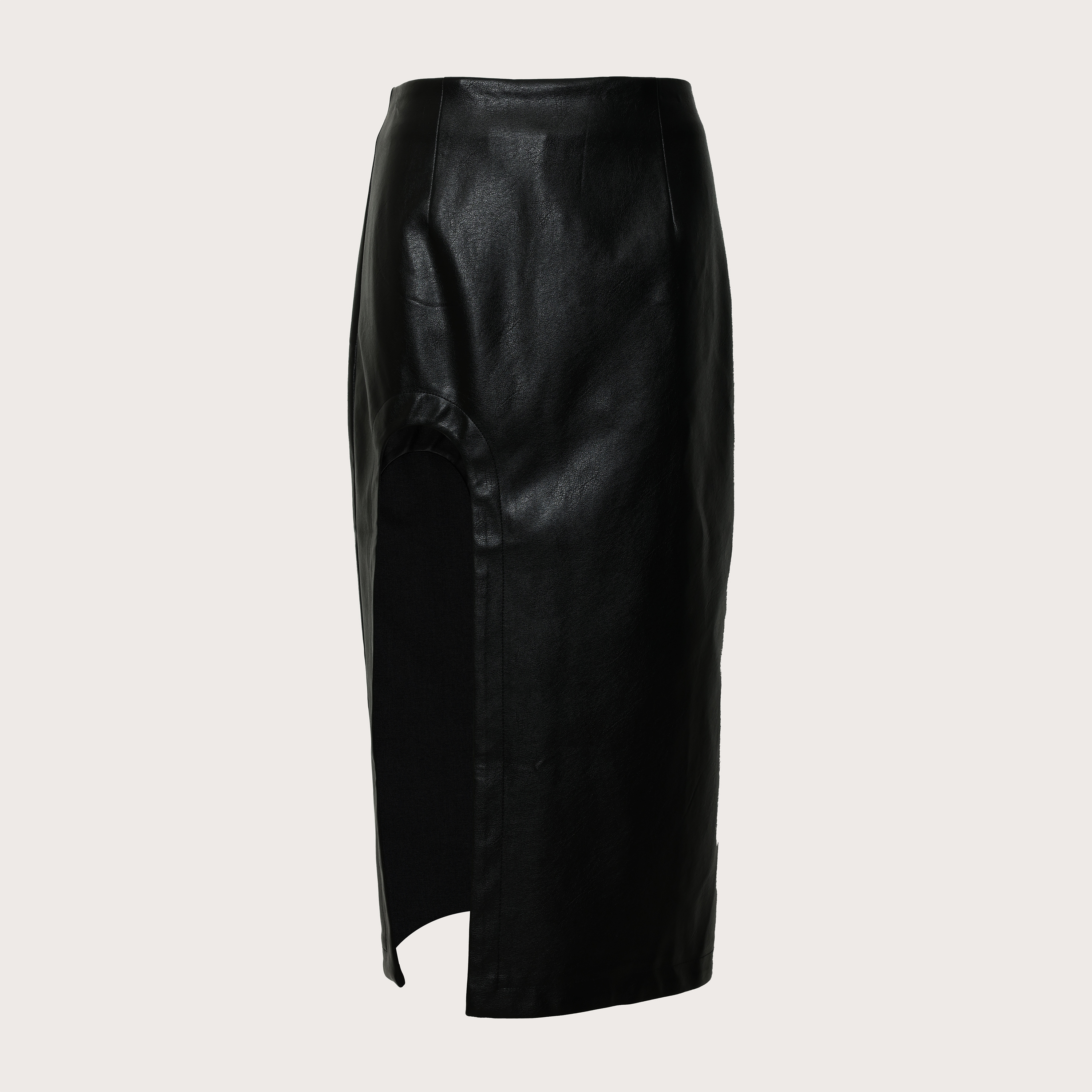 Leather U Slit Skirt