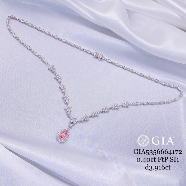 GIA 18k 粉水滴 小華麗Y字鏈