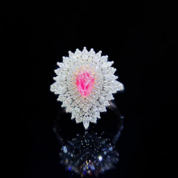 GIA 18k 粉水滴Y臂女戒