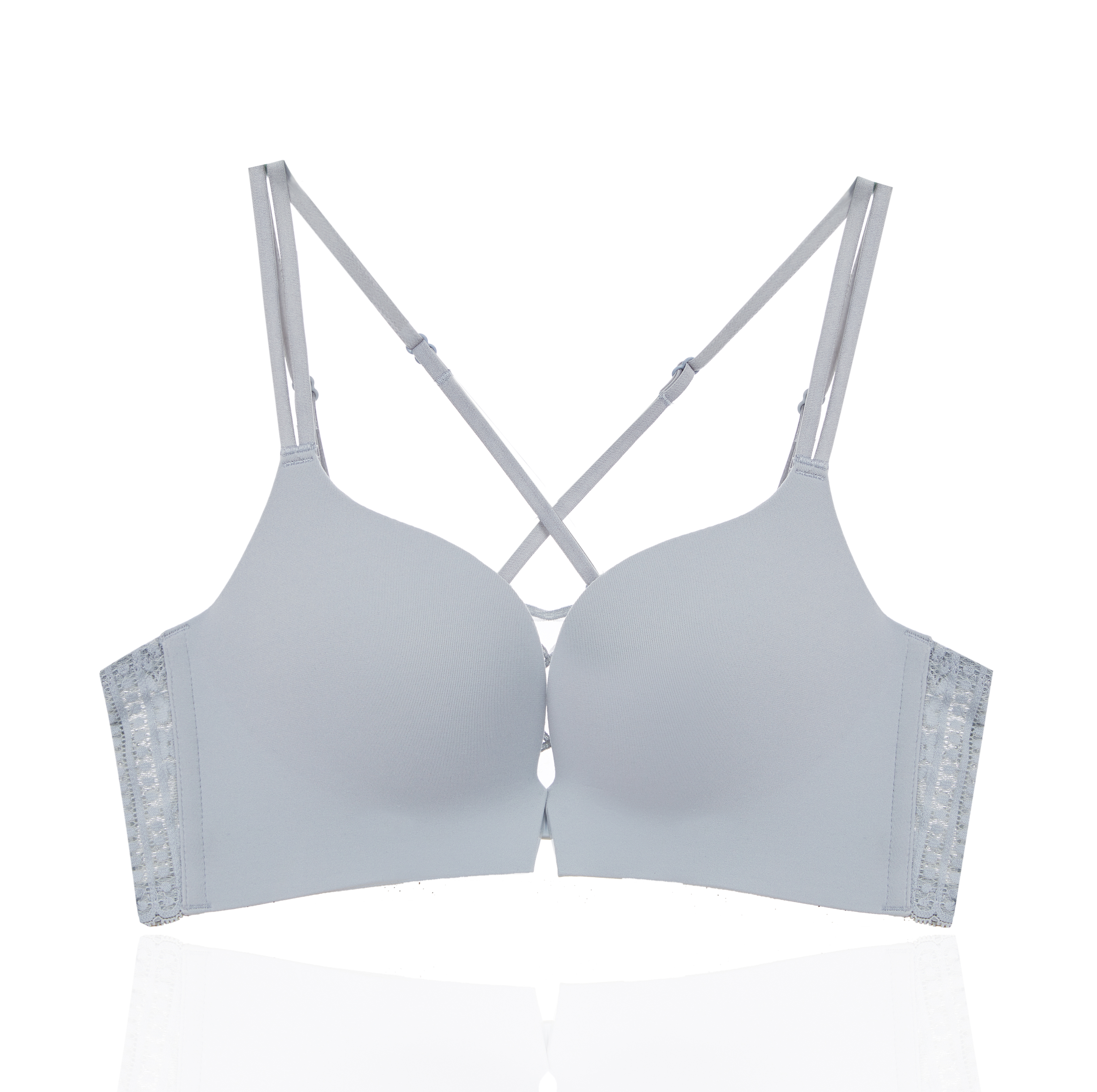 vogue-前釦式後背花紋透膚內衣-灰藍色 (4色)