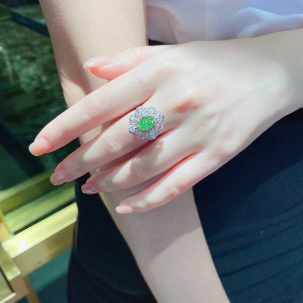 GIA 1.70克拉綠鑽多戴款 18K女戒