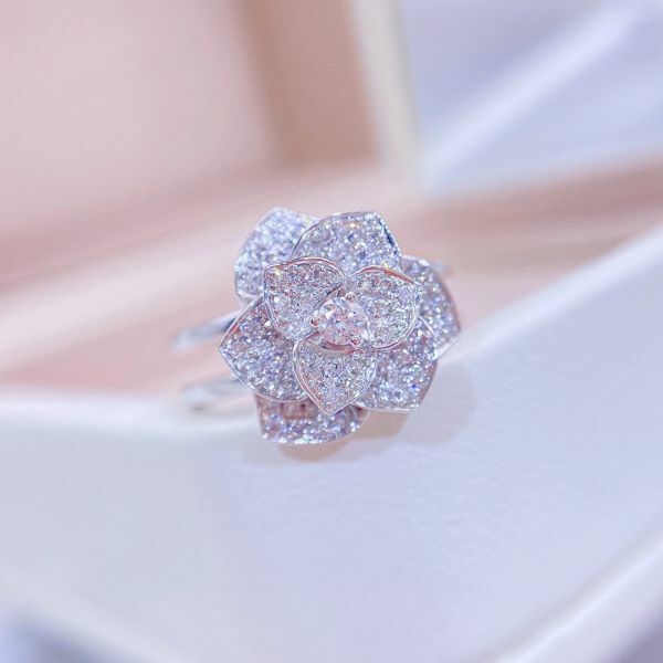 GIA 少女粉 滿鑽伯爵花 18K女戒