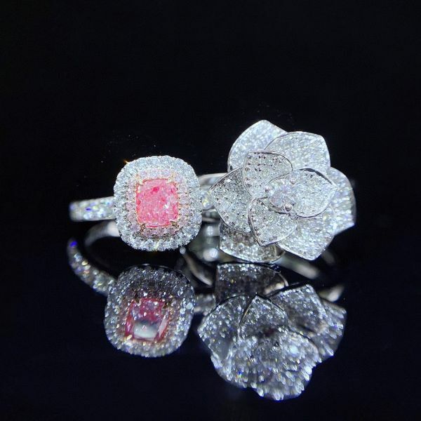 GIA 少女粉 滿鑽伯爵花 18K女戒